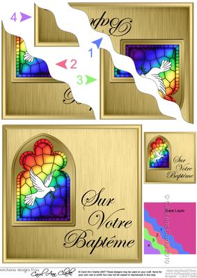 French Baptism Stained Glass Window Wavy Corner Stacker