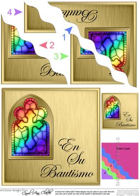 Spanish Baptism Stained Glass Window Wavy Corner Stacker