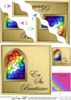 Spanish Baptism Stained Glass Window Wavy Corner Stacker