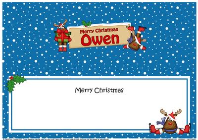Xmas Owen Rudolph Signpost Large Dl Matching Insert