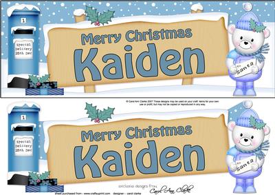 Xmas Kaiden Teddy Ed Signpost Large Dl Easicut Decoupage