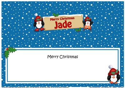Xmas Jade Penguins Signpost Large Dl Matching Insert
