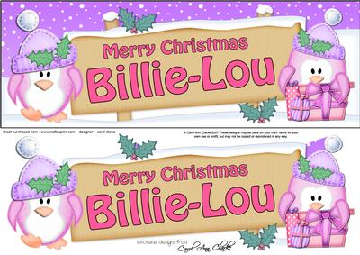 Xmas Billie Lou Penguins Signpost Large Dl Easicut Decoupage