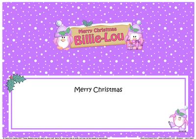 Xmas Billie Lou Penguins Signpost Large Dl Matching Insert