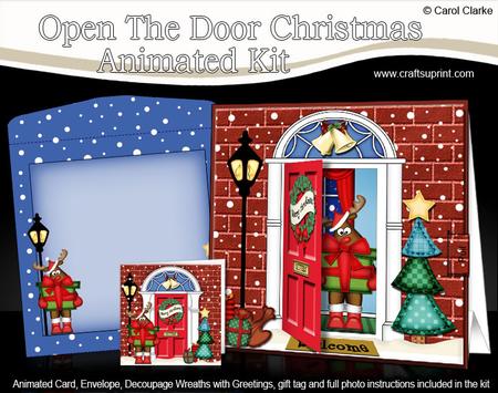 3D Xmas Rudolph's Present Animated Moveable Open Door