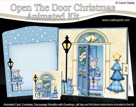 3D Xmas Gigi's Present Animated Moveable Open Door Card Kit