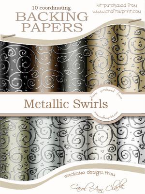 Neutrals 'silver Metallic Swirls' Backing Papers Kit