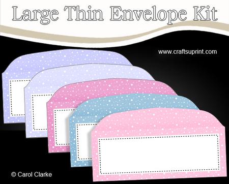 5 Large Slim Pastel Christmas Snow Envelopes Kit