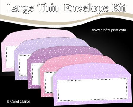 5 Large Slim Pastel Christmas Snow Envelopes Kit