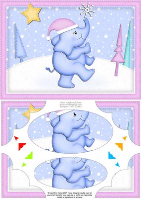 A5 Xmas Elephant Scallop Corners and Pyramage
