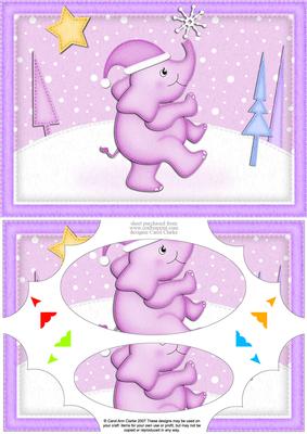 A5 Xmas Elephant Scallop Corners and Pyramage