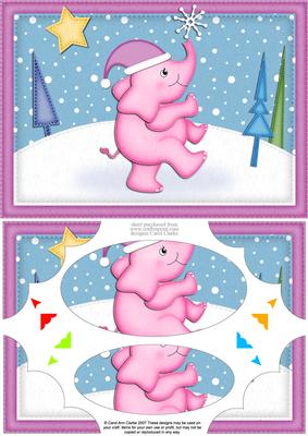 A5 Xmas Elephant Scallop Corners and Pyramage