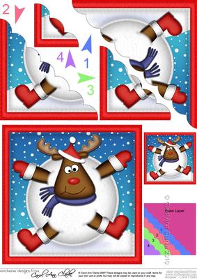 Xmas Oops Rudolph Snowball Scallop Corner Topper