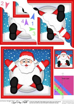 Xmas Oops Santa Snowball Scallop Corner Topper