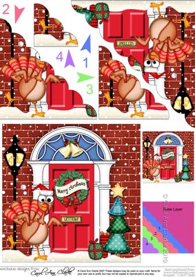 Percy Turkey Christmas Door Scallop Corner Stacker Topper