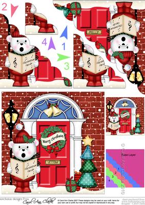 Singing Teddy Ed Christmas Door Scallop Corner Stacker