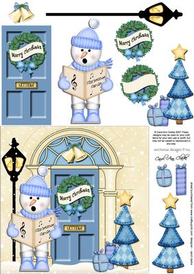 Singing Snowman Christmas Door Quick Card & 3D Decoupage