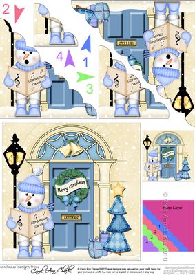 Singing Snowman Christmas Door Scallop Corner Stacker Topper