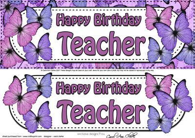 Large Dl Birthday Teacher Butterflies Card & 3D Decoupage