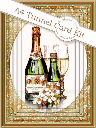 A4 Champagne & Flowers Tunnel Card Kit