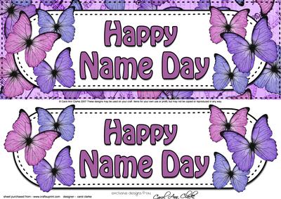 Large Dl Happy Name Day Butterflies Card & 3D Decoupage