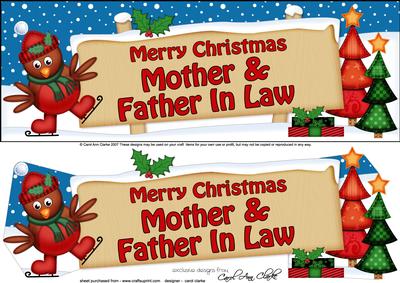 Xmas Mother & Father in Law Robin Signpost Lge Dl Decoupage