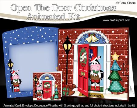 3D Xmas Milly Moo Cow's Pudding Animated Moveable Open Door