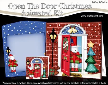 3D Xmas Westie Dog's Present Animated Moveable Open Door