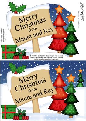 Xmas Personalised Maura and Ray A5 Quick Card 3D Decoupage