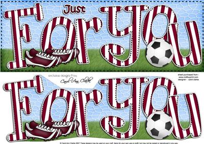 Large Dl Just for You Football Card & 3D Decoupage