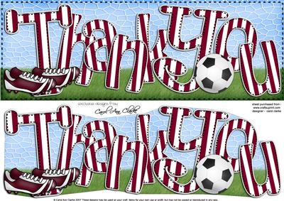 Large Dl Thank You Football Card & 3D Decoupage