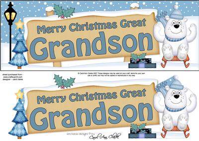 Xmas Great Grandson Bear Signpost Large Dl Easicut Decoupage