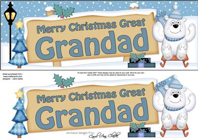 Xmas Great Grandad Bear Signpost Large Dl Easicut Decoupage