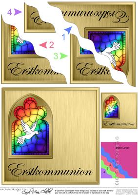 German First Communion Stained Glass Window Wavy Corner