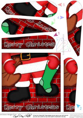 Xmas Santa Got Stuck Fun Novelty Fan Pyramage Topper