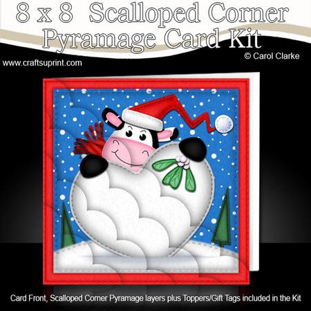 8 x 8 Xmas Milly Moo Cow Love Kit with Scalloped Corners