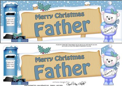 Christmas Father Teddy Signpost Lge Dl Easicut Decoupage