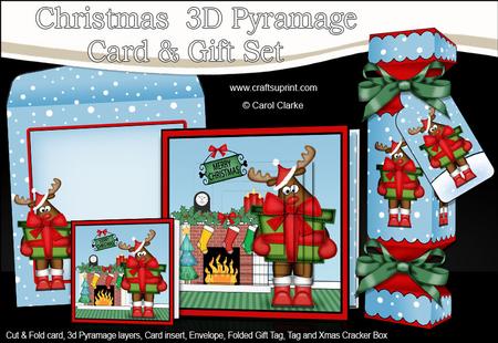3D Rudolph Fireplace Xmas Pyramage Gift Set & Cracker