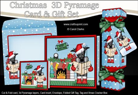 3D Scottie Dog Fireplace Xmas Pyramage Gift Set & Cracker