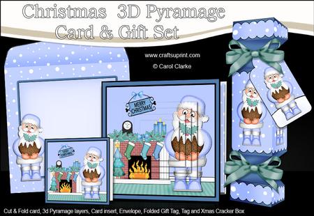 3D Santa's Pud Fireplace Xmas Pyramage Gift Set & Cracker