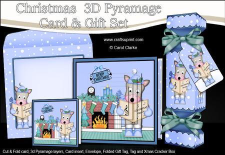 3D Singing Gigi Fireplace Xmas Pyramage Gift Set & Cracker