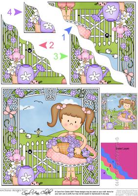 Girlz Liz's Flower Basket Wavy Corner Side Stacker Topper
