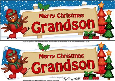 Xmas Grandson Robin Signpost Lge Dl Decoupage