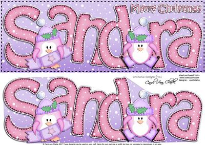 Merry Christmas Sandra Penguins Large Dl & 3D Decoupage