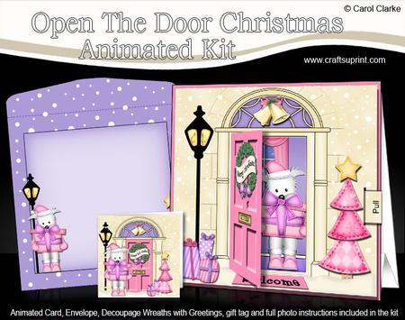 3D Xmas Westie Dog's Pudding Animated Moveable Open Door