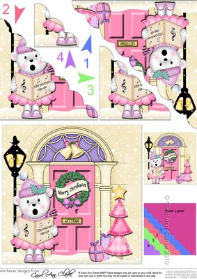 Singing Teddy Tess Christmas Door Scallop Corner Stacker