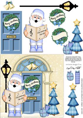 Singing Santa Christmas Door Quick Card & 3D Decoupage