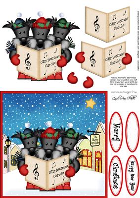 Singing Scottie Dogs Merry Carollers 3D Decoupage