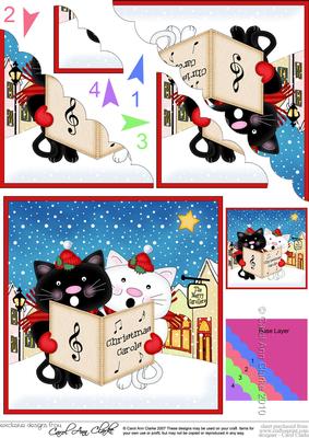 Singing Cats Merry Carollers Scallop Corner