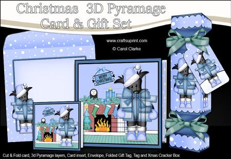 3D Scottie Dog Fireplace Xmas Pyramage Gift Set & Cracker